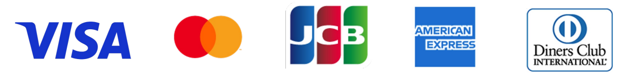 VISA、Mastercard、JCB、American Express、Diners Club
